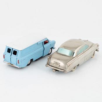 A set of eight toy cars, mostly Schuco, 20th century.