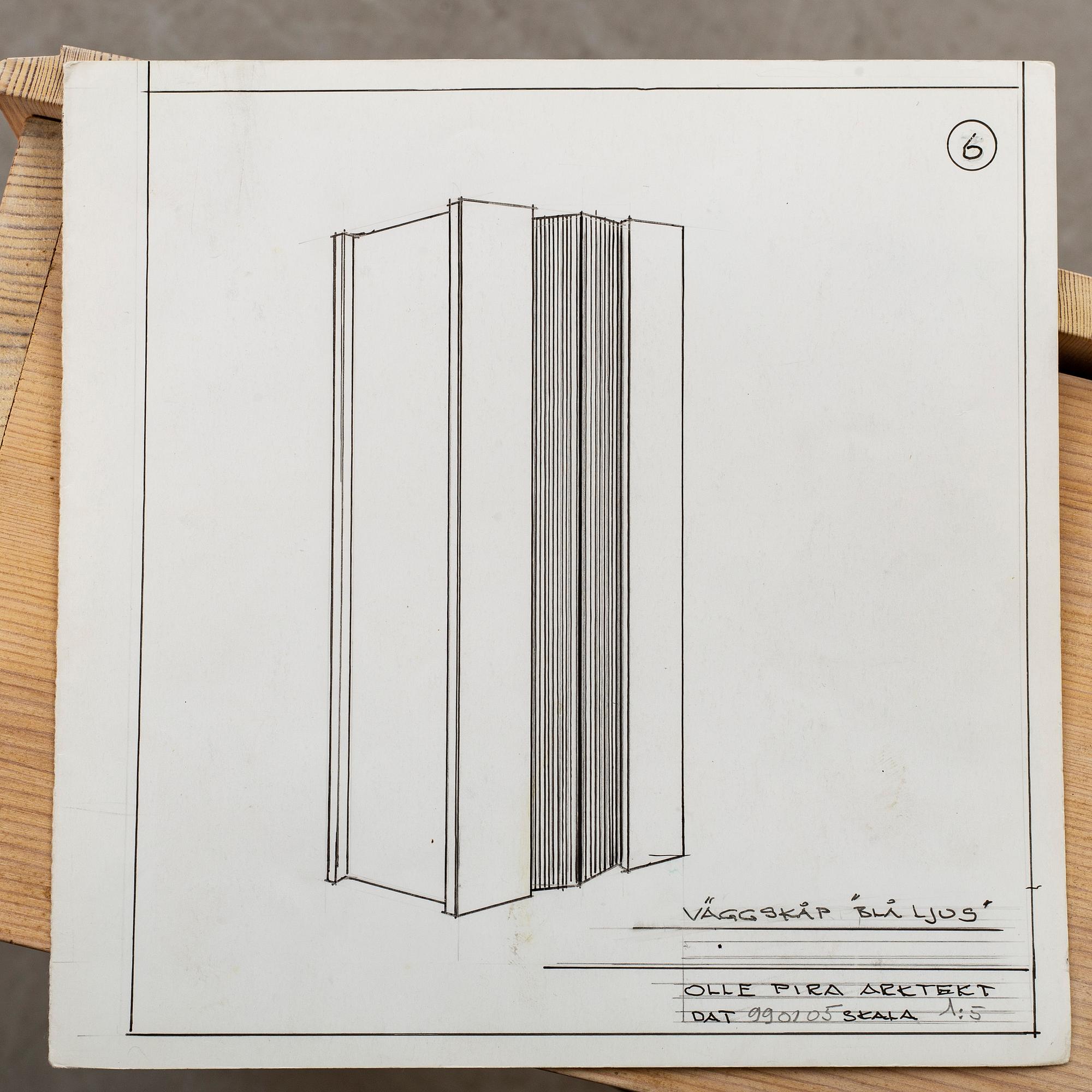 A wall cabinet "Blå ljus" design Olof Pira.