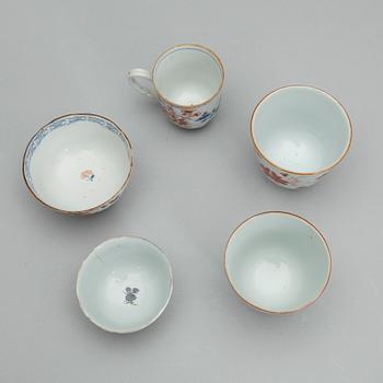 KOPPAR, 5 st, porslin, Kina, 1700-tal.