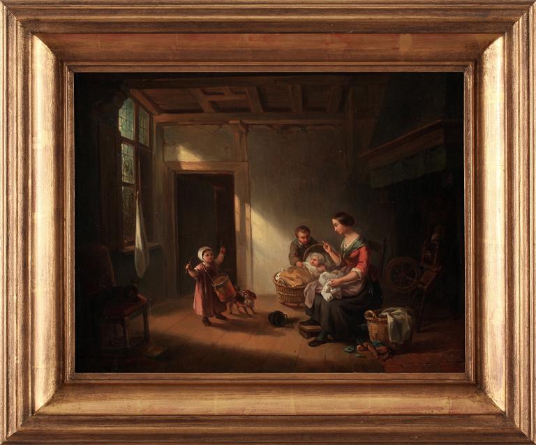 OKÄND KONSTNÄR, olja på duk, otydligt signerad, 1800-tal.