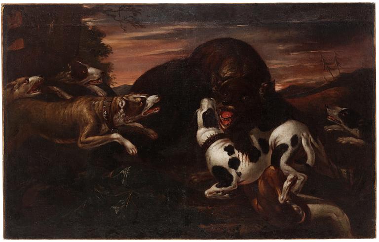 Frans Snyders, hans efterföljd, Björnjakt med hundar.