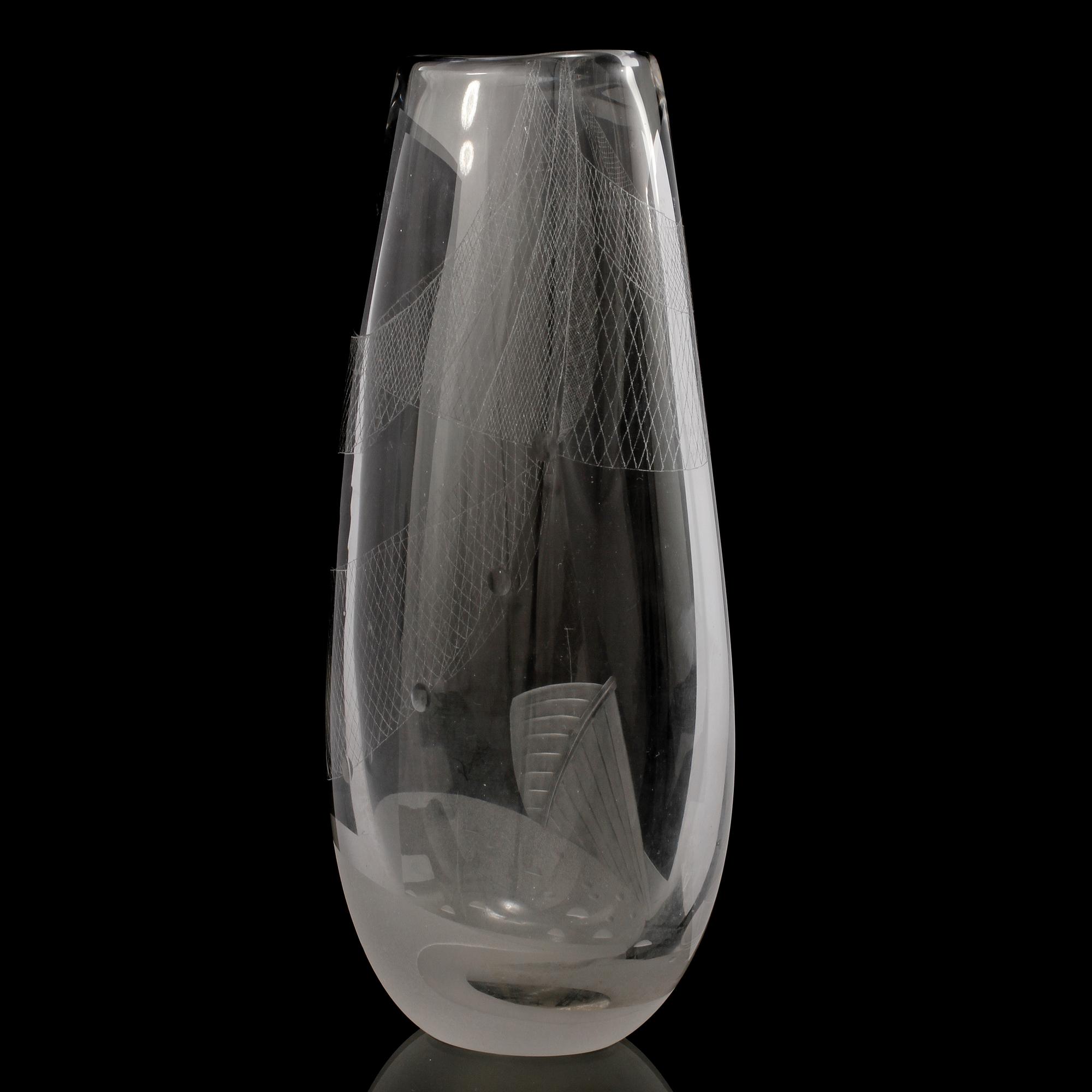VAS, glas, Vicke Lindstrand, Kosta, 1950-tal.