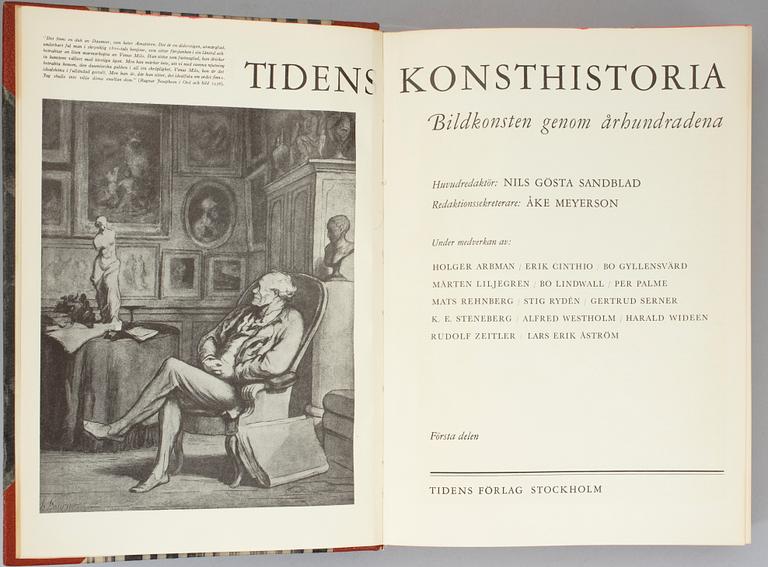 TIDENS KONSTNHISTORIA, 3 volymer, Tidens förlag 1948 och 1950.