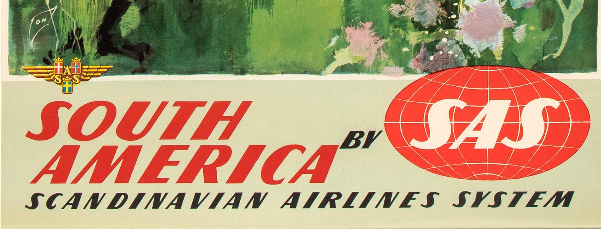 Otto Nielsen, affisch 'South America by SAS Scandinavian Airlines System', omkring 1958.