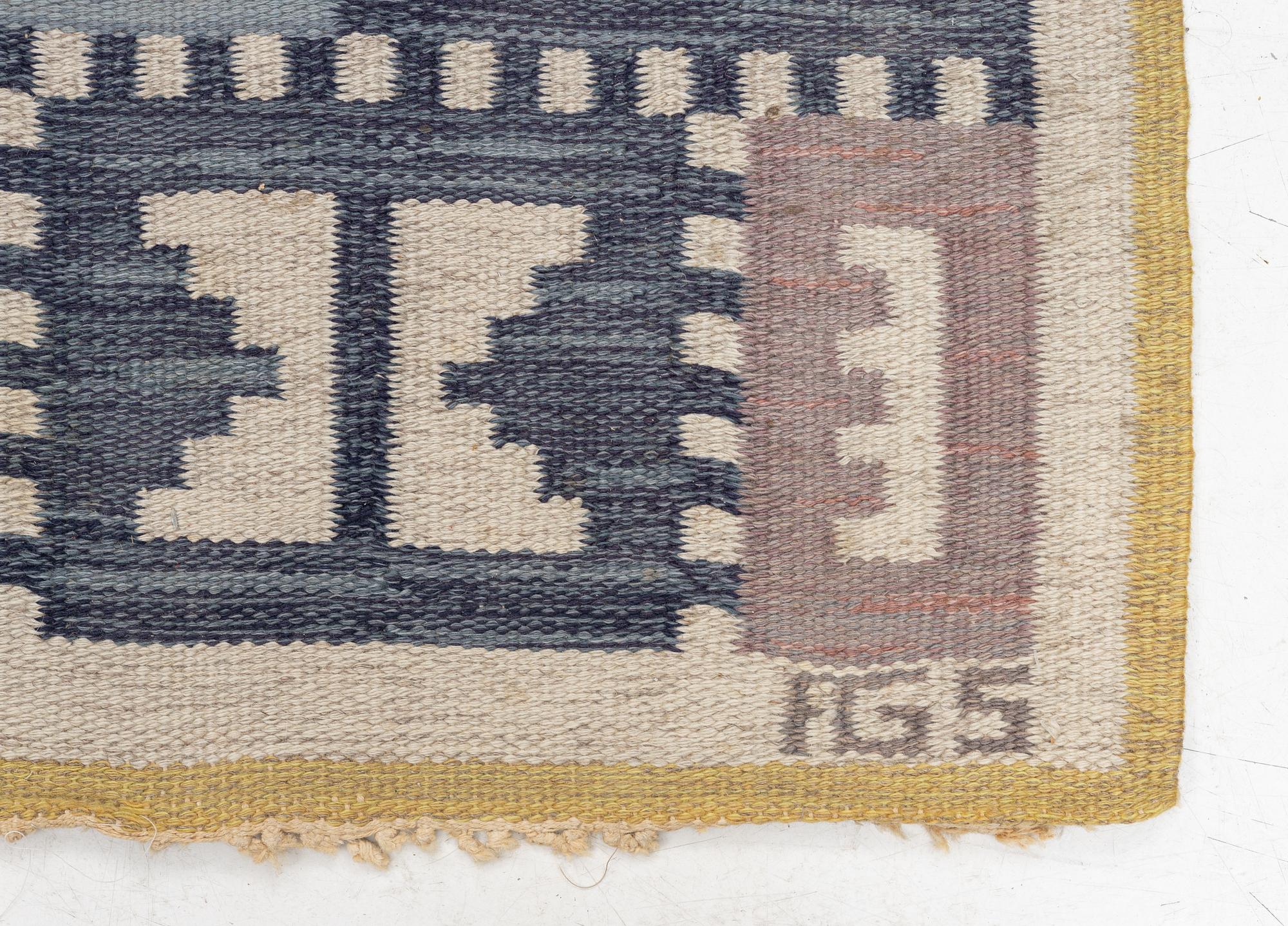 Anna-Greta Sjöqvist, carpet, flat weave, signed AGS, 215 x 146 cm.