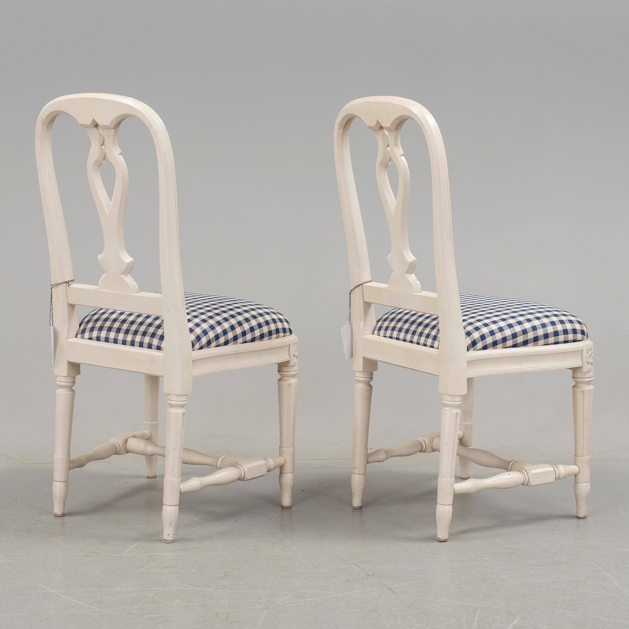 STOLAR, sex stycken, gustaviansk stil, "Hallunda", ur IKEA:s 1700-tals serie, sent 1900-tal.