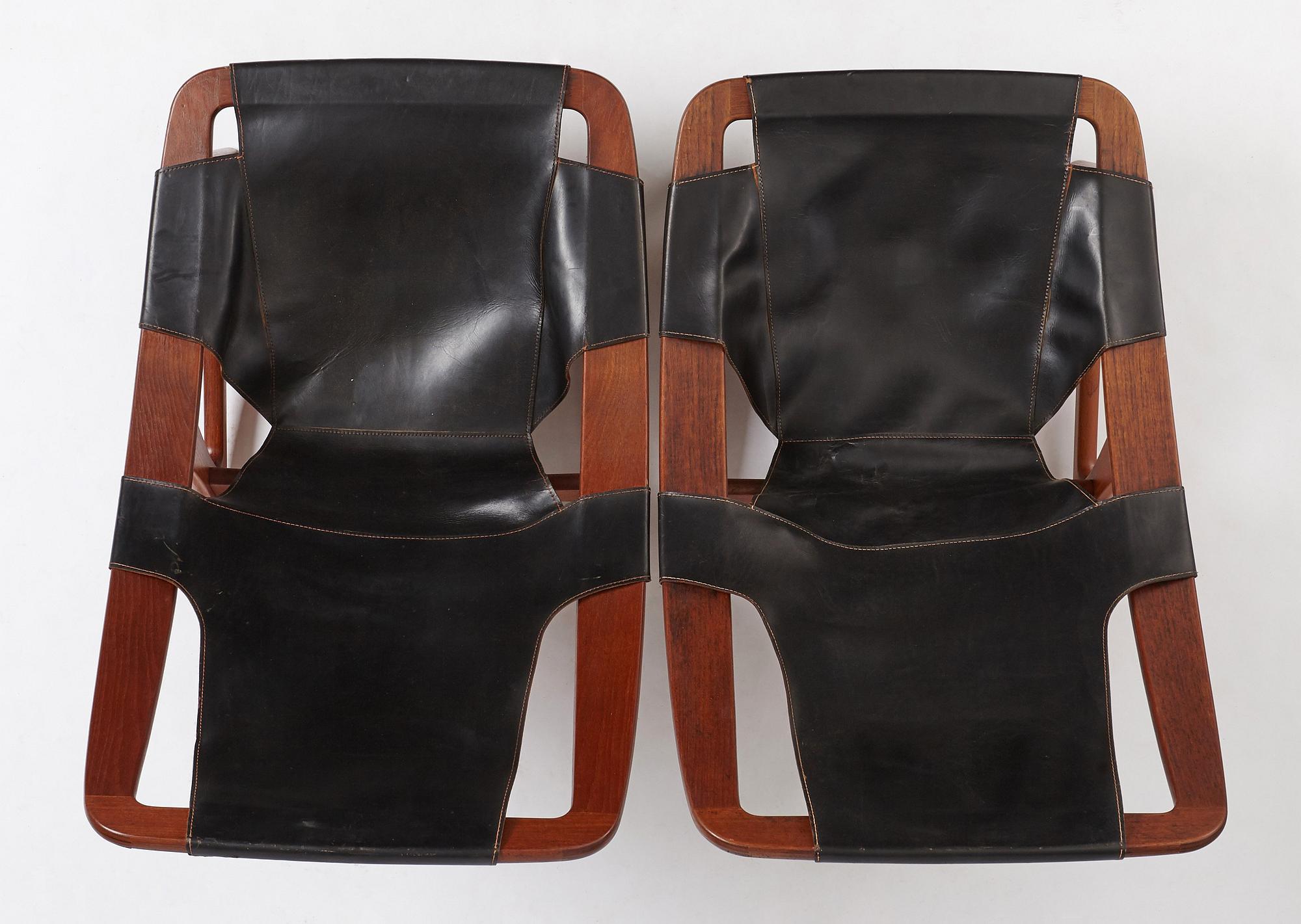 Arne Tideman Ruud, a pair of teak lounge chairs "Holmenkollen/3030", A/S Inventar Gjövik, Norway 1960's.