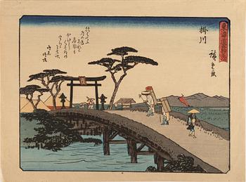 Ando Utagawa Hiroshige, after, a set of 56 woodblock prints in colours, mid 20th century.