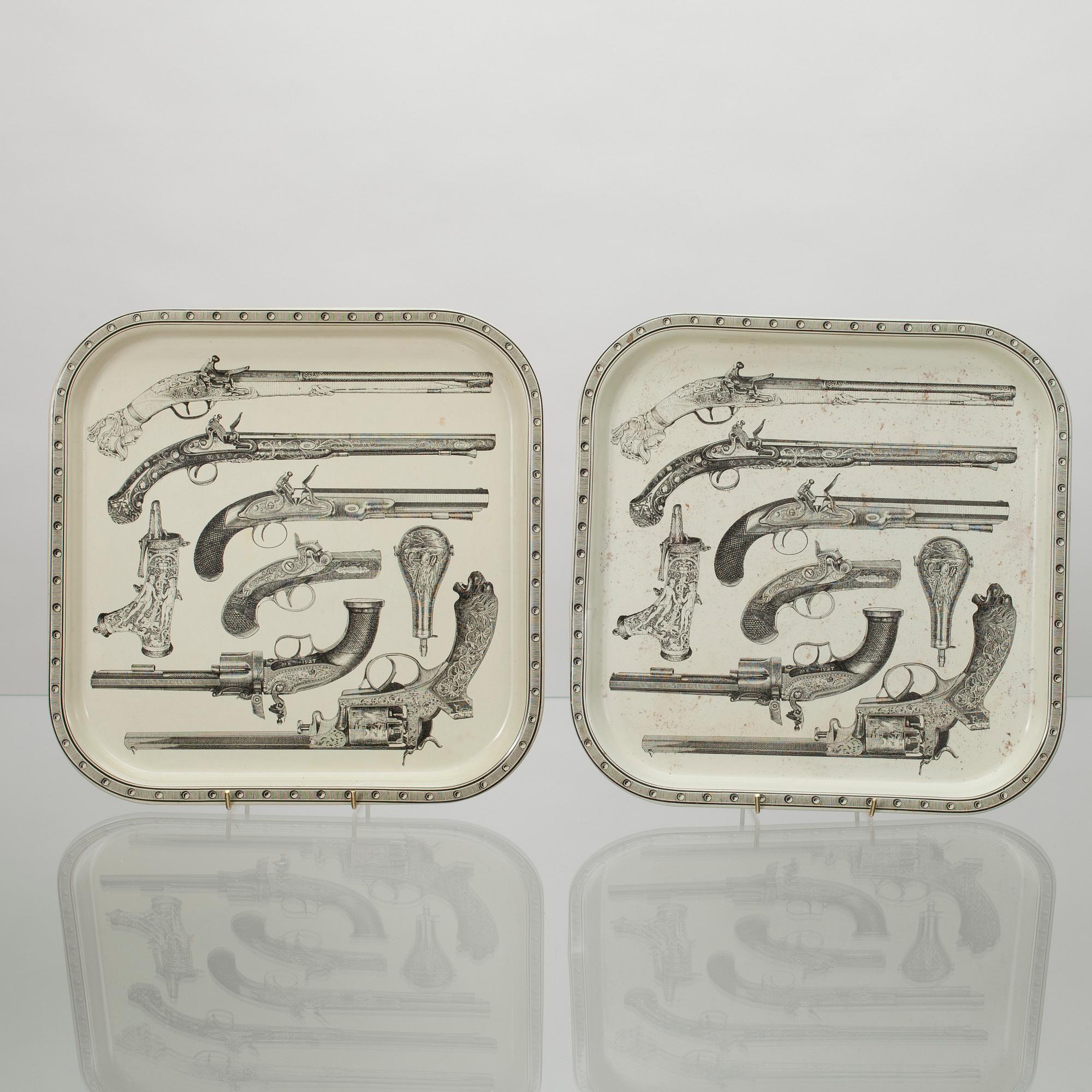 BRICKOR, 2 st, plåt, Piero Fornasetti, Italien 1900-talets mitt.