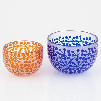 Bertil Vallien, two bowls, Boda-Åfors.