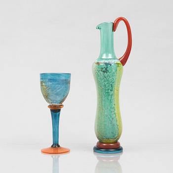 Kjell Engman, decanter and goblet, Kosta Boda.