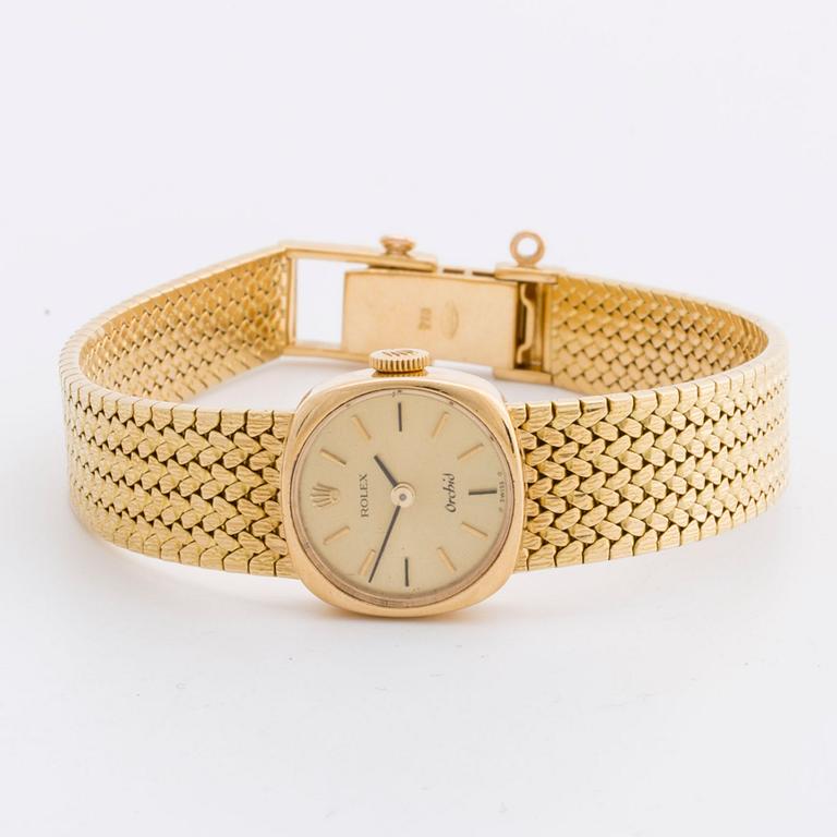 ROLEX ladies wristwatch ORCHID 18k guld, 18 mm, manual wind.