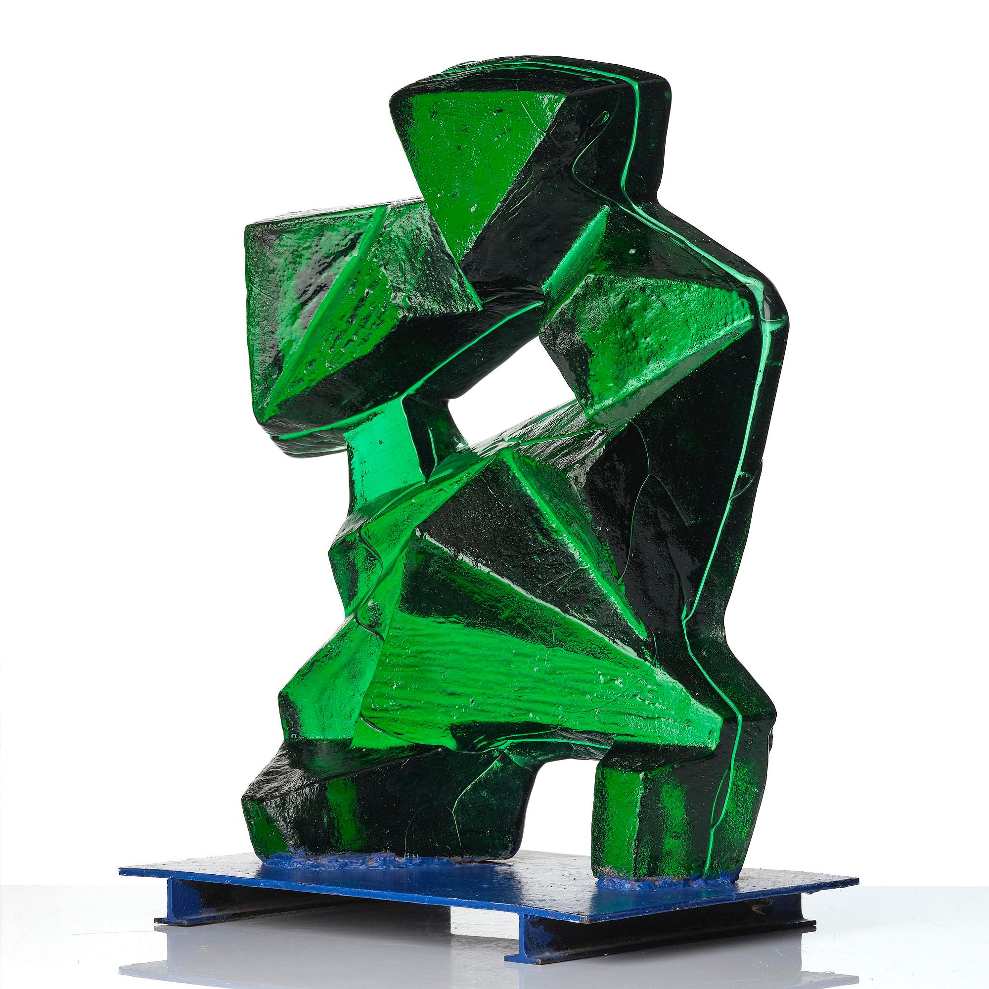Edvin Öhrström, "Låt oss komma överens" (Let's Come to an Agreement), a cast glass sculpture, Lindshammar Glassworks, post 1955.
