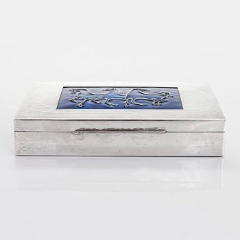 A silver and enamel cigar box, latter half of the 20th century.