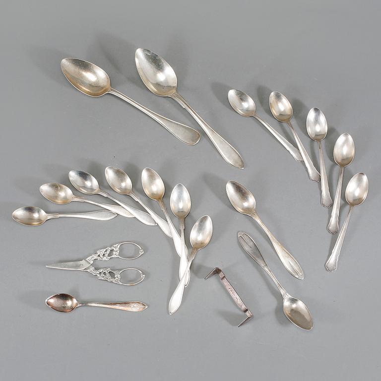PARTI SILVER, 19 delar, bl a GAB, Stockholm, 1900-tal, vikt 319 gram.