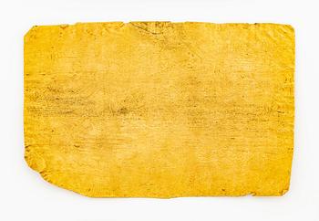 A set of nine presumably modern Egyptian-style gold foil sheets with figures and hieroglyphs.