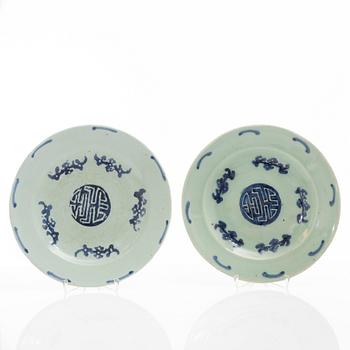 Tallrikar, 10 st, porslin, Kina, 1800-tal.