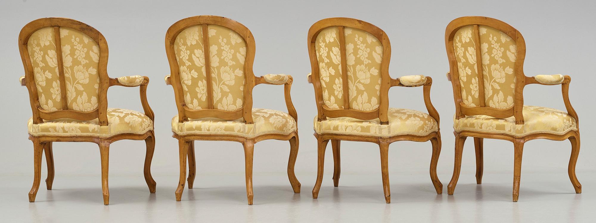 Four armchairs by Georges Jacob (master in Paris 1765-1814), Louis XV, 18th century.
