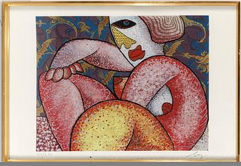 Enrico Baj · ENRICO BAJ, färgserigrafi med applikationer, signerad och numrerad 123/250.