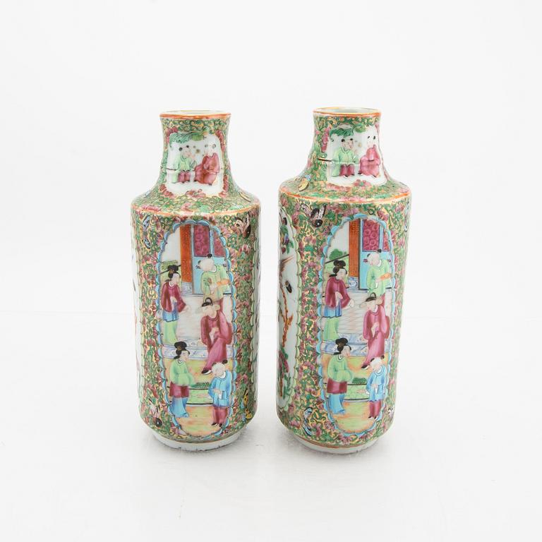 A pair of Chinese kanton porcelain vases later part of the 19th century.