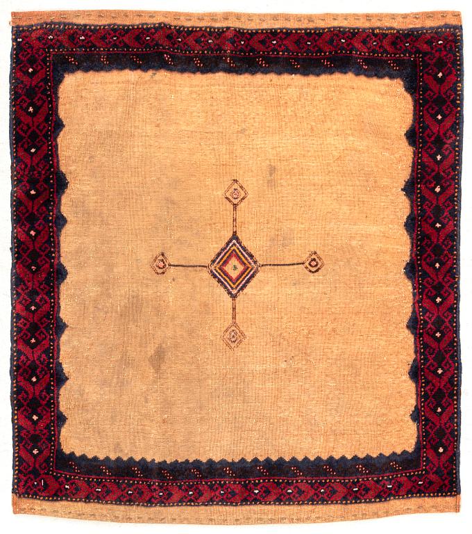 Carpet Baluch Sofreh old partly flat weave 83x94 cm.