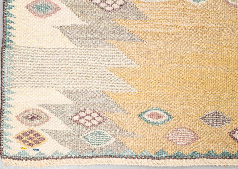 Barbro Nilsson, a carpet, "Tånga ljus", flat weave, ca 226,5 x 163-164 cm, signed AB MMF BN.