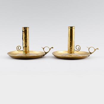 NATTLJUSSTAKAR, 2 st, mässing, 1700-/1800-tal.