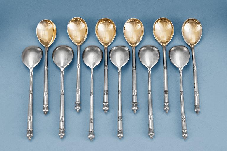 TWELVE RUSSIAN SILVER SPOONS.