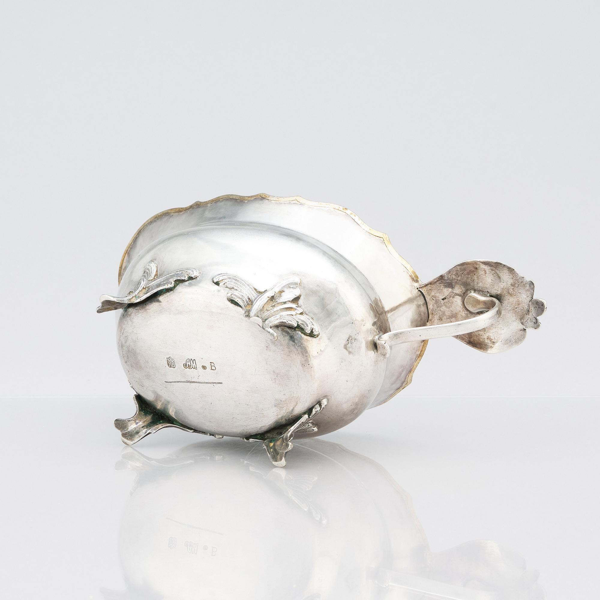 Anders Mårdh, gräddsnäcka, delvis förgyllt 
silver, Kungsbacka, sannolikt 1784. Rokoko.