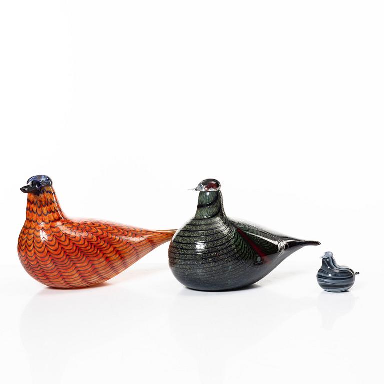Oiva Toikka, three glass birds, Nuutajärvi, Notsjö, iittala, Finland.