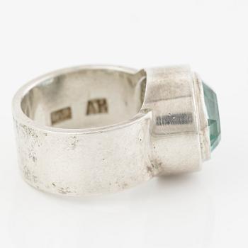 Anders Högberg, ring, sterling silver, with blue stone, Gothenburg 1977.