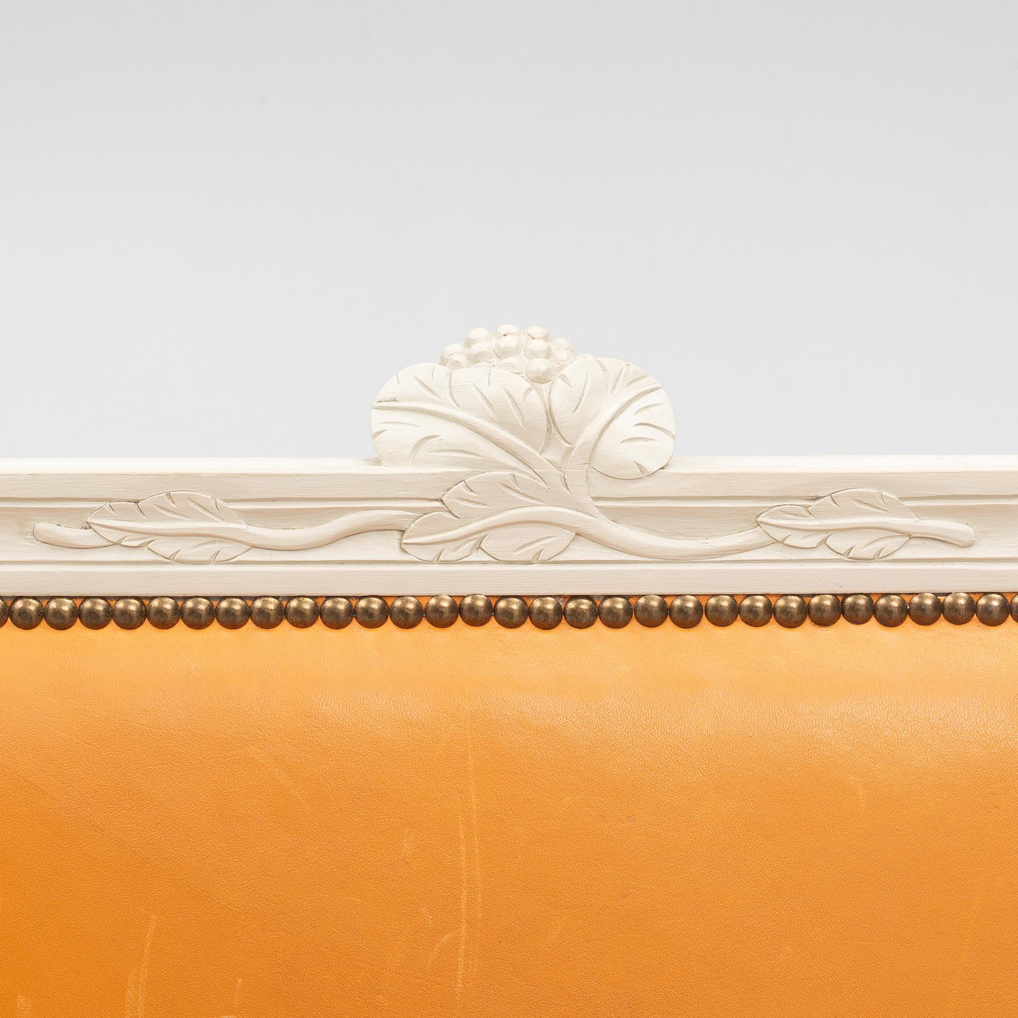 A pair of armchairs, Gustavian style, 20th century.
