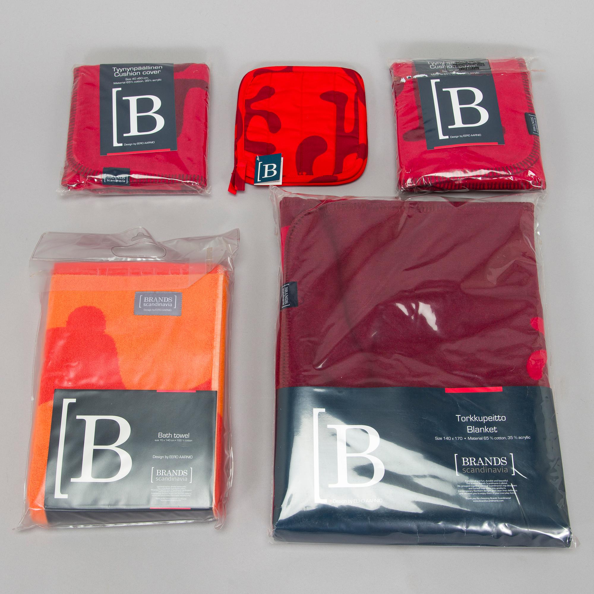 Eero Aarnio, erä kodintuotteita, 5 kpl, eri valmistajia.