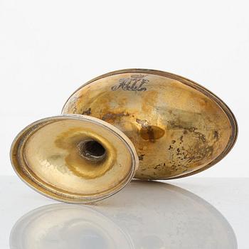 A Swedish early 19th century silver-gilt dubble salt-cellar, mark of Pehr Zethelius, Stockholm 1807.