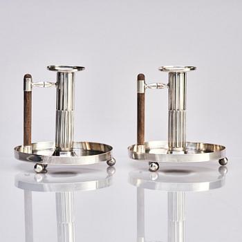 Samuel (Sam) Pettersson, a pair of silver chamber candlesticks, Linköping 1905.