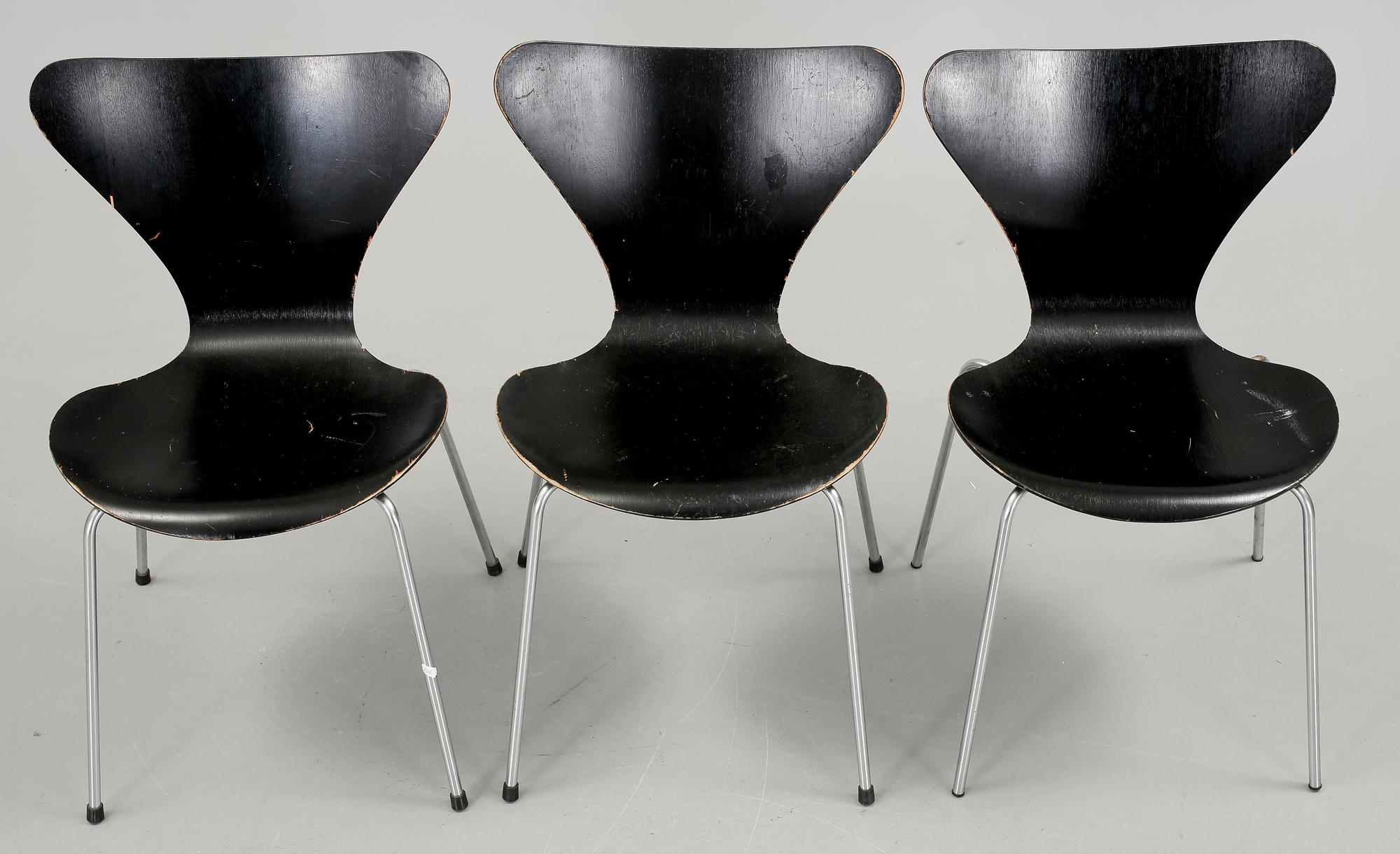 STOLAR, 3 st, "Sjuan", Arne Jacobsen, Fritz Hansen.