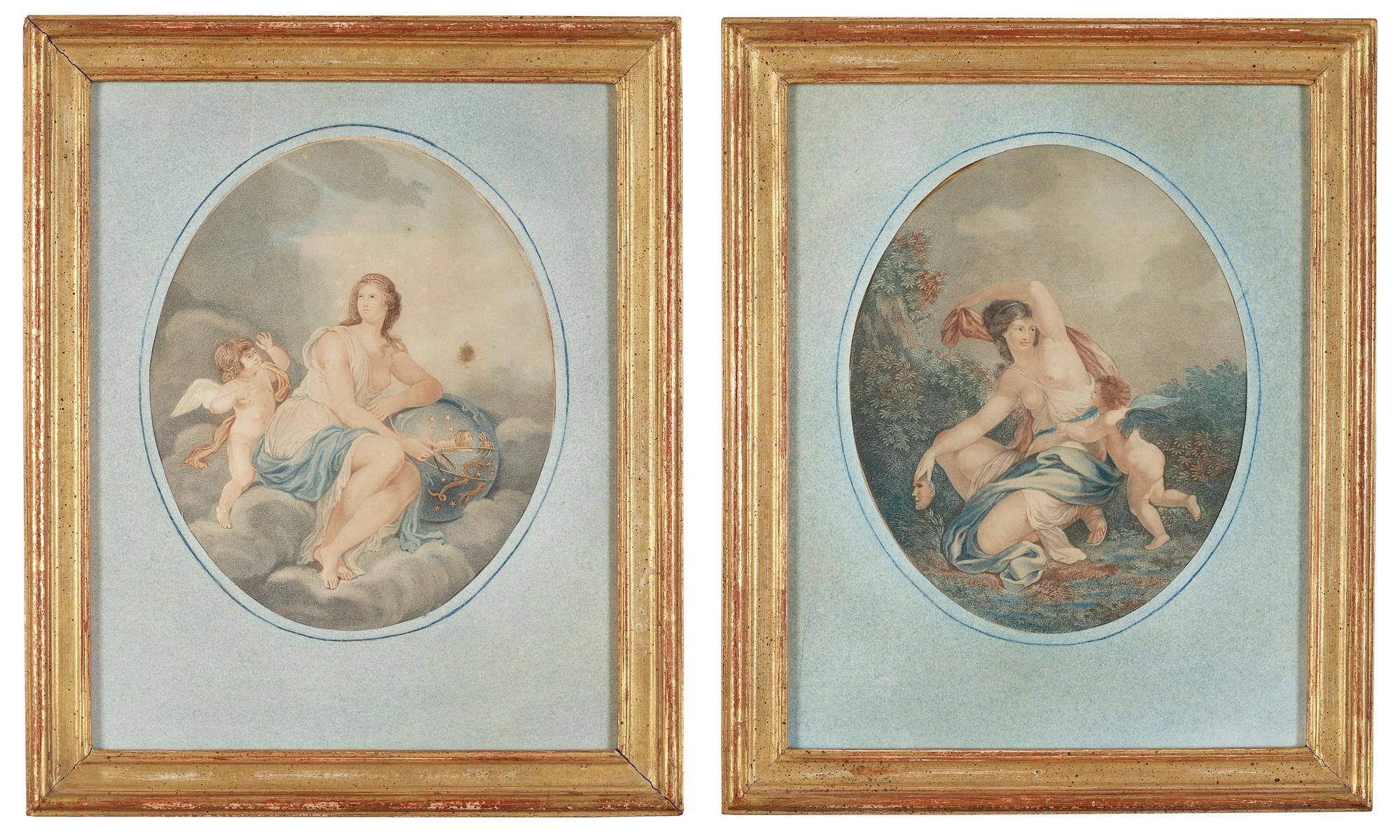 OKÄND KONSTNÄR, färggravyrer, ett par, 1800-talets början.