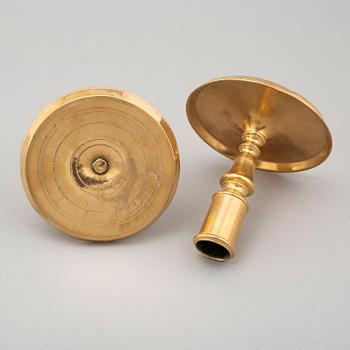 CANDLESTICKS, a pair, brass, ca 1800.