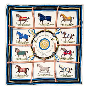 683. HERMÈS, a silk scarf, "Couvertures et Tenues de Jour".