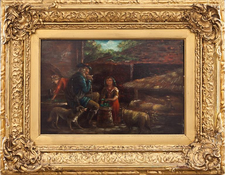 OKÄND KONSTNÄR, olja på pannå, signerad, 1800-tal.