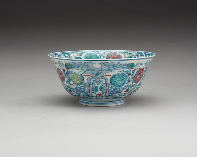 A doucai bowl, presumably Republic, with Yongzheng six character mark.