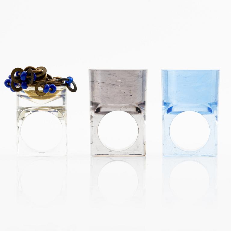 Siv Lagerström, three acrylic rings, 1970s.
