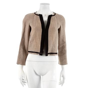 350. DOLCE & GABBANA, a beige and black cotton jacket. Italien size 38.