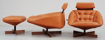 A pair of Percival Lafer armchairs and one ottoman, MP Lafer, Brazil 1960-70's.