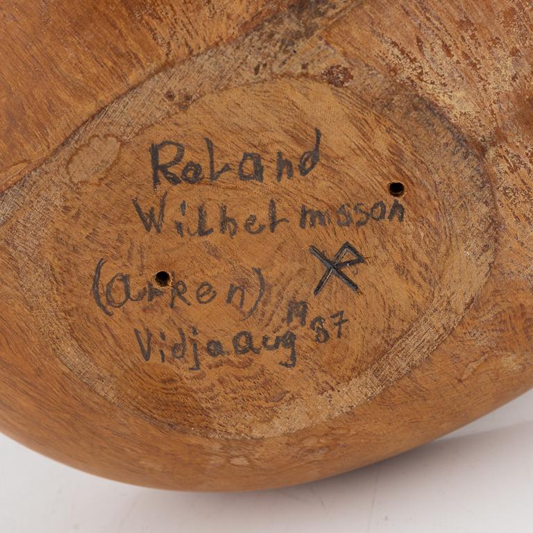 Roland Wilhelmsson, a wooden sculpture, signed and with pencil dated 1987.