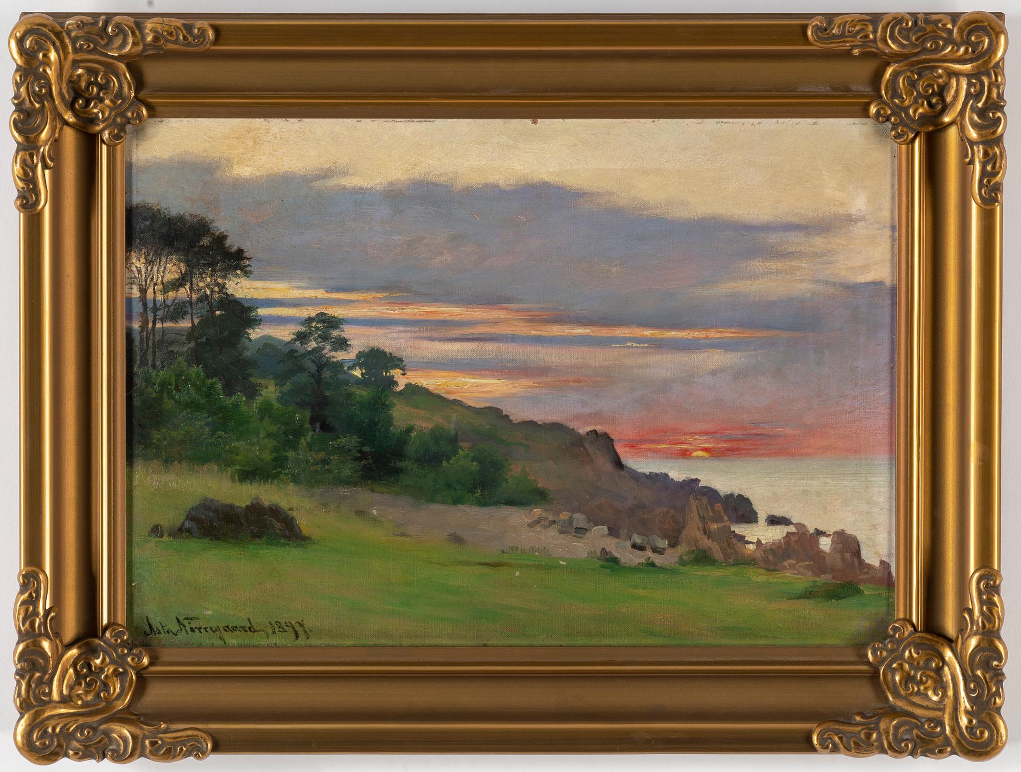 ASTA NØRREGAARD, oil on canvas/paer-panel, signed and dated 1894.