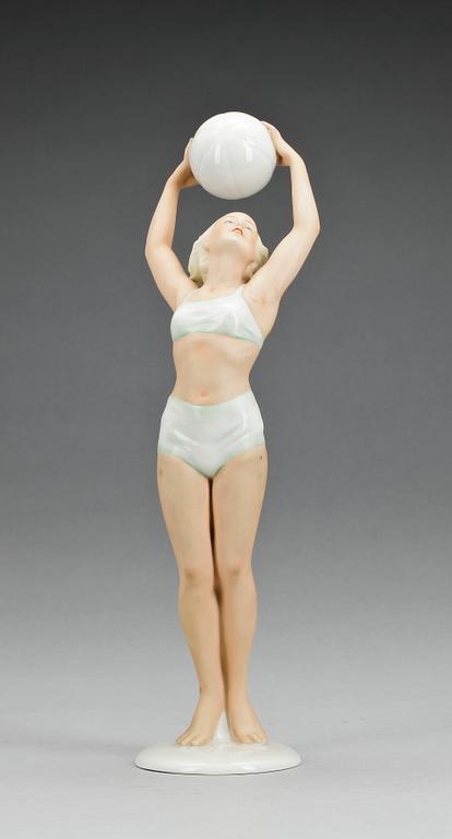 FIGURIN, porslin, art deco, Schaubach Kunst, Tyskland, 1930-tal.