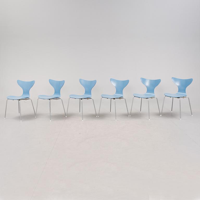 STOLAR, 6 stycken, "Liljan", Arne Jacobsen, 1970-tal.