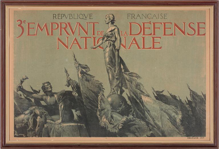 RENÈ LELONG, "Troisième Emprunt de la Défense Nationale", trycksign, 1900-talets första hälft.