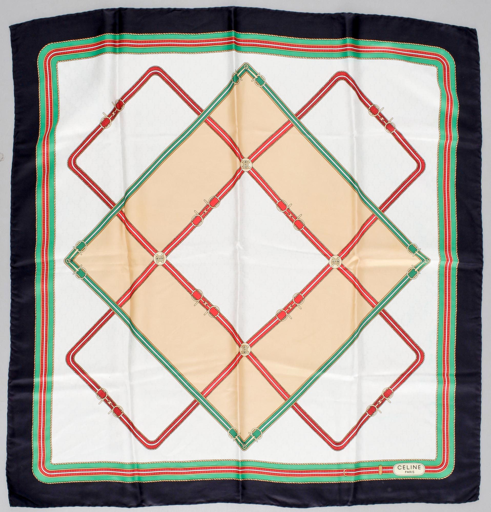 A pair of two silk scarfs by Celine.
